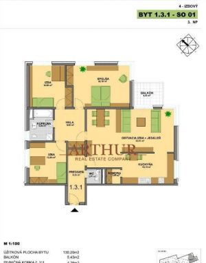 ARTHUR - 4i byt v novostavbe 138,62m2 - SKOLAUDOVANÉ!!!